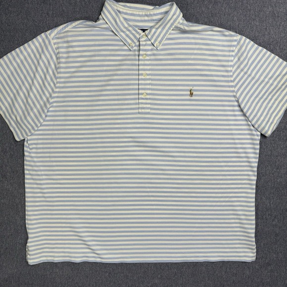 Polo Ralph Lauren Knit Oxford Blue Striped Polo Men's‎ 3XB Old School Yacht - Picture 2 of 4